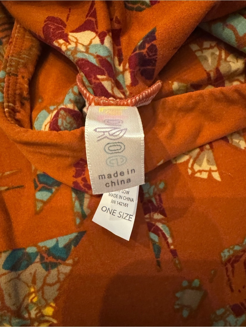 LuLaRoe Orange Floral Print Leggings - Picture 2 of 3